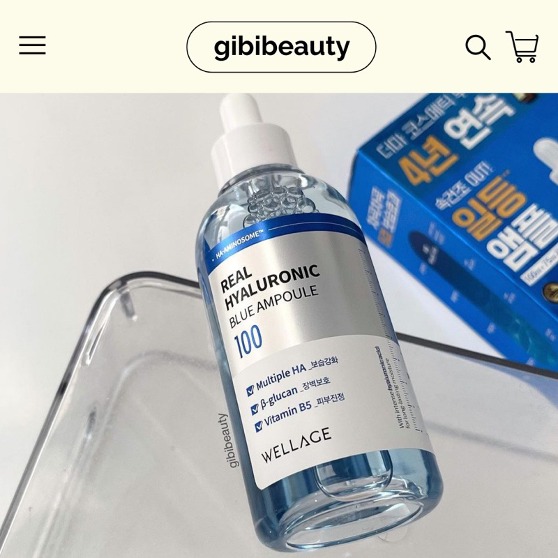 Bộ sản phẩm cấp nước WELLAGE Real Hyaluronic Blue 100 Ampoule