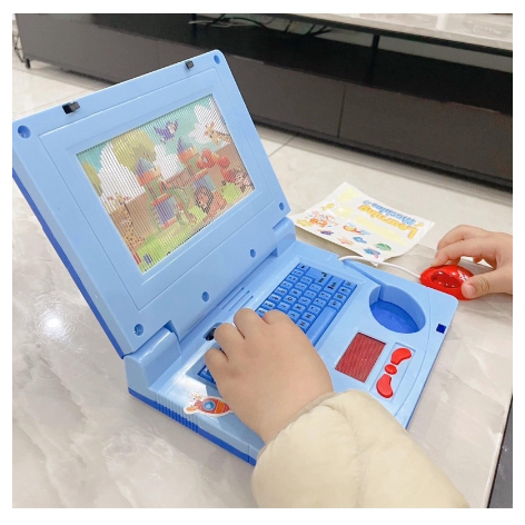 Laptop đồ chơi cho bé, máy tính phát nhạc, chạy hình ảnh cho bé tập làm quen