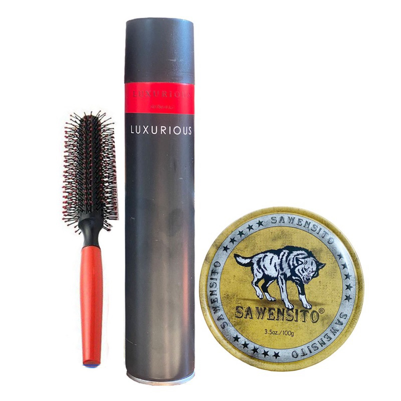 Combo Gôm xịt tóc Luxurious hoặc Silhoutte với Sáp vuốt tóc hương kẹo ngọt tặng kèm 1 lược tạo phồng tóc - Gôm sáp lược