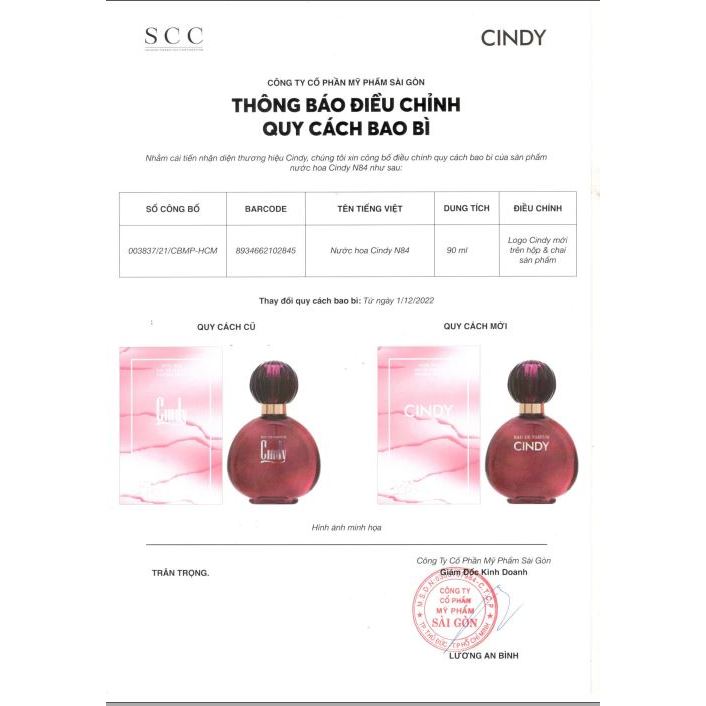 Nước hoa cao cấp Cindy 90ml EAU DE PARFUM N84