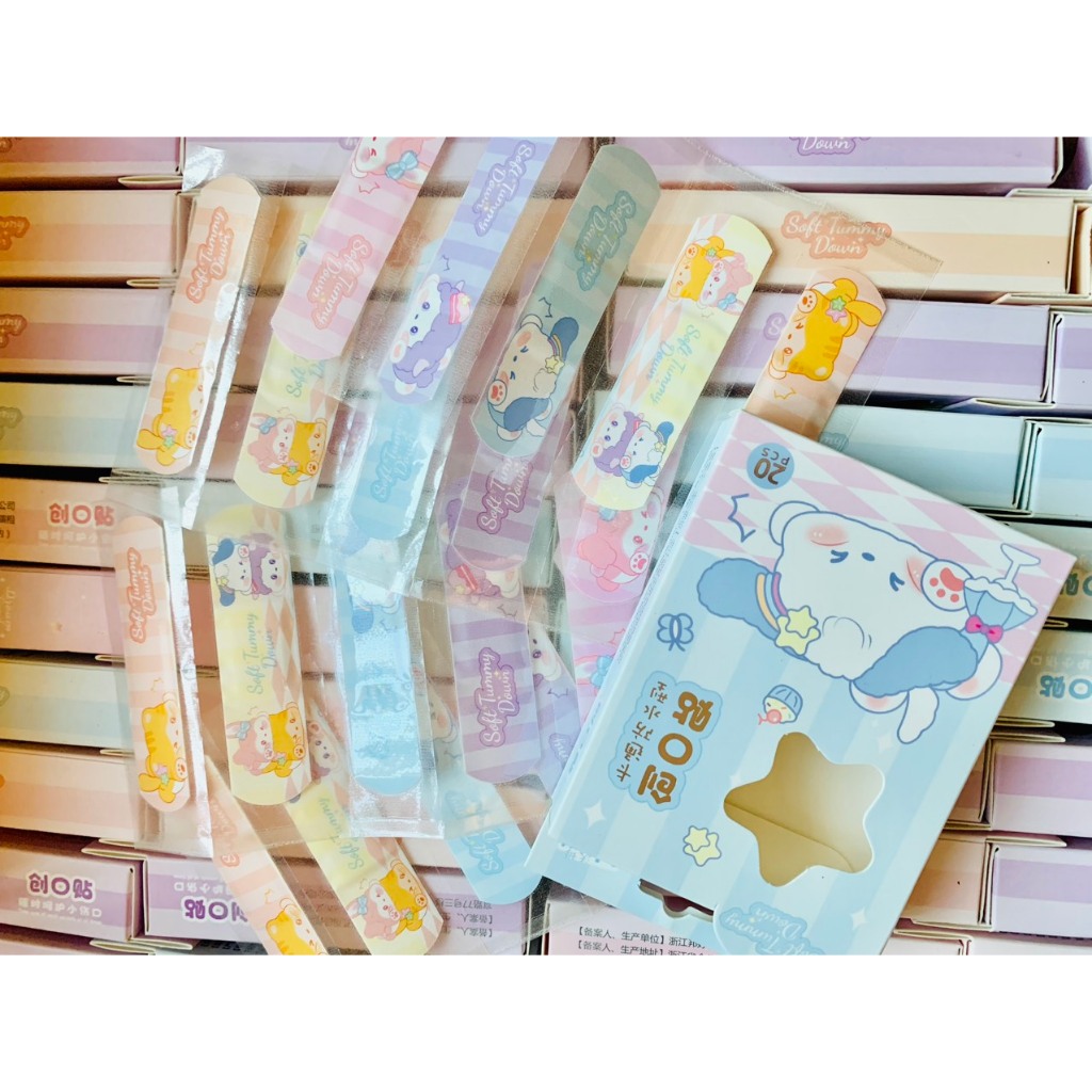 Băng dán vết thương họa tiết cute, ngộ nghĩnh Băng gâu cute Hộp 20 miếng có bán lẻ shop giao ngẫu nhiên