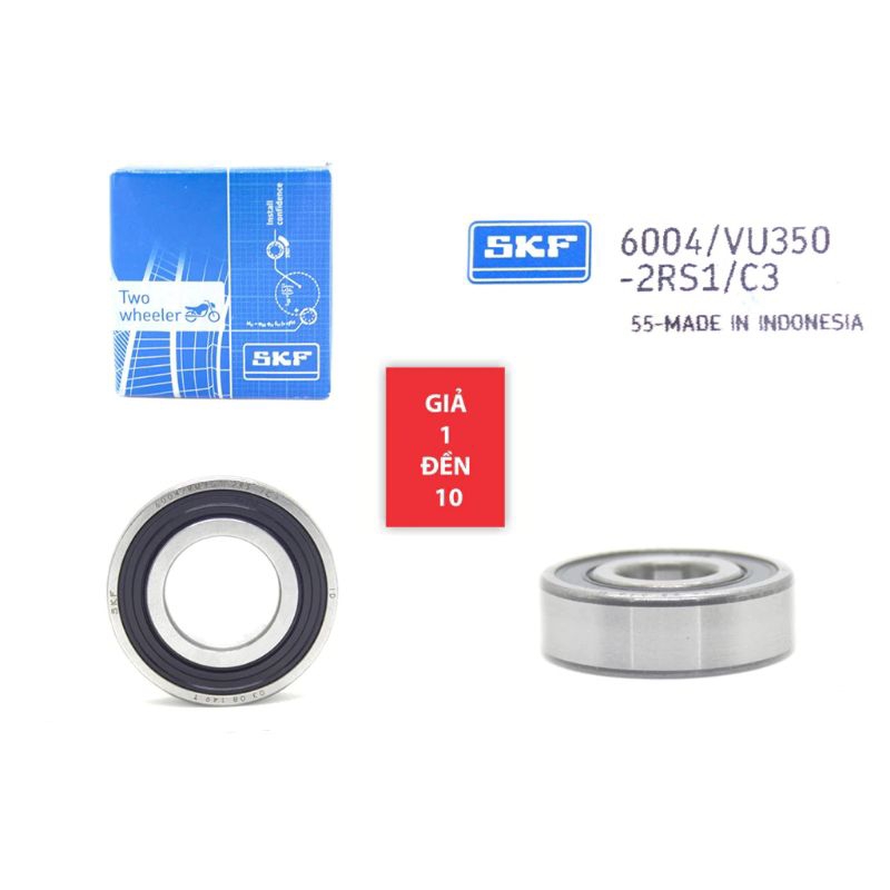 Bạc đạn vòng bi SKF 6004 VU350-2RS1/C3 chính hãng bánh trước sau cùi dĩa SKF