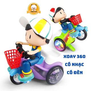 Đồ chơi cậu bé shiper đi xe đạp, bốc đầu xoay 360 độ, chạy pin có đèn có nhạc vui nhộn cho bé.