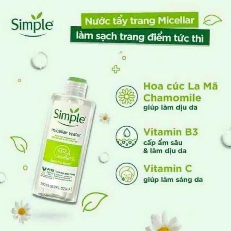 Nước tẩy trang Simple Micellar 200ml