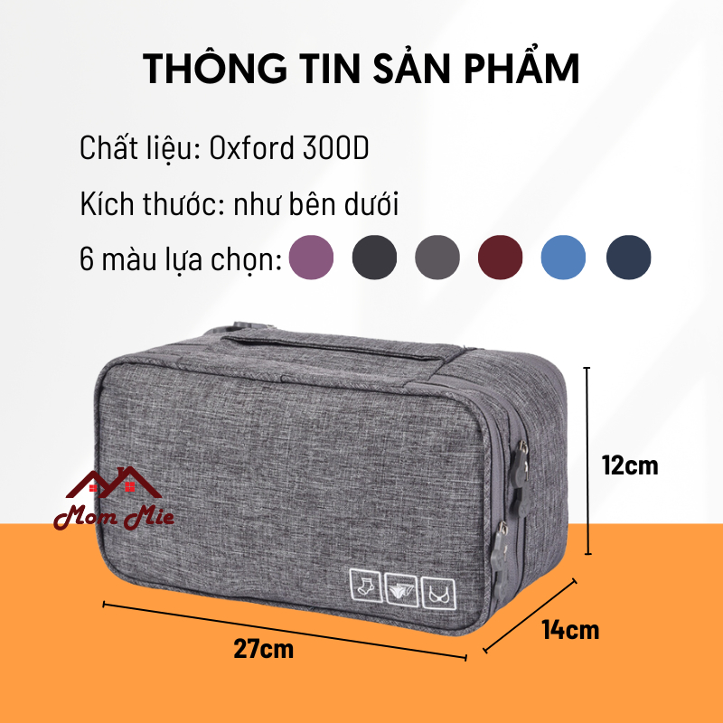 Túi đựng đồ lót cá nhân nhiều ngăn du lịch, chống thấm nước. Travel Underwear bag - T031
