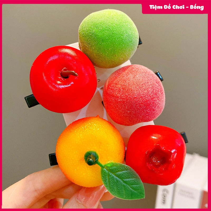 Set 2 Kẹp Tóc Hoa Quả Dễ Thương Bằng Nhựa, Kẹp Tóc Hình Trái Cây Xinh Xắn Cute