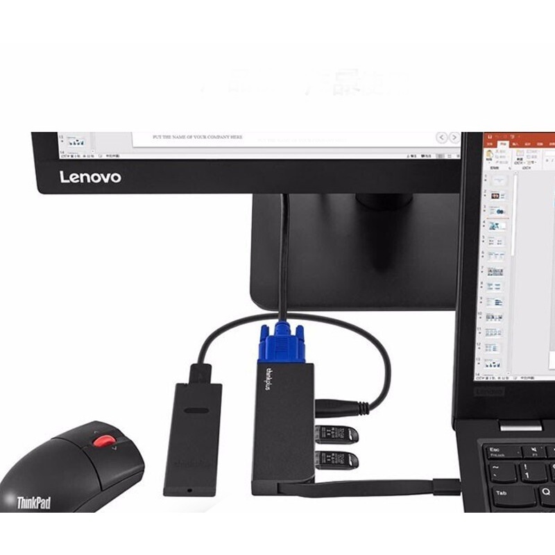 Bộ chia TypeC ra USB 3.0, VGA 1920x1080 @60Hz. Chính hãng LENOVO