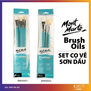 Set cọ vẽ sơn dầu Mont Marte / set 6 cọ , Set 3 cọ sợi takon Mont Marte