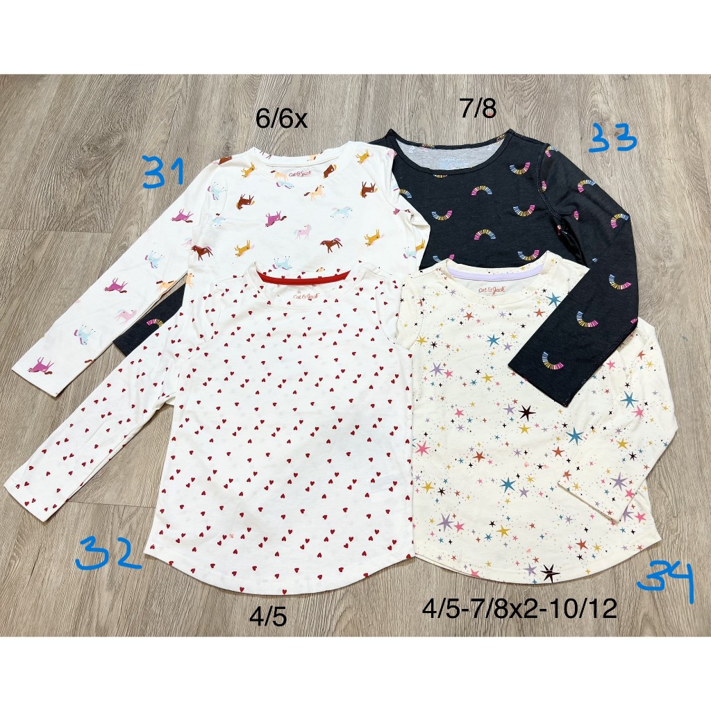 Áo thun dài tay của hãng C&J xuất dư siêu đẹp cho các bé gái từ 4-16T