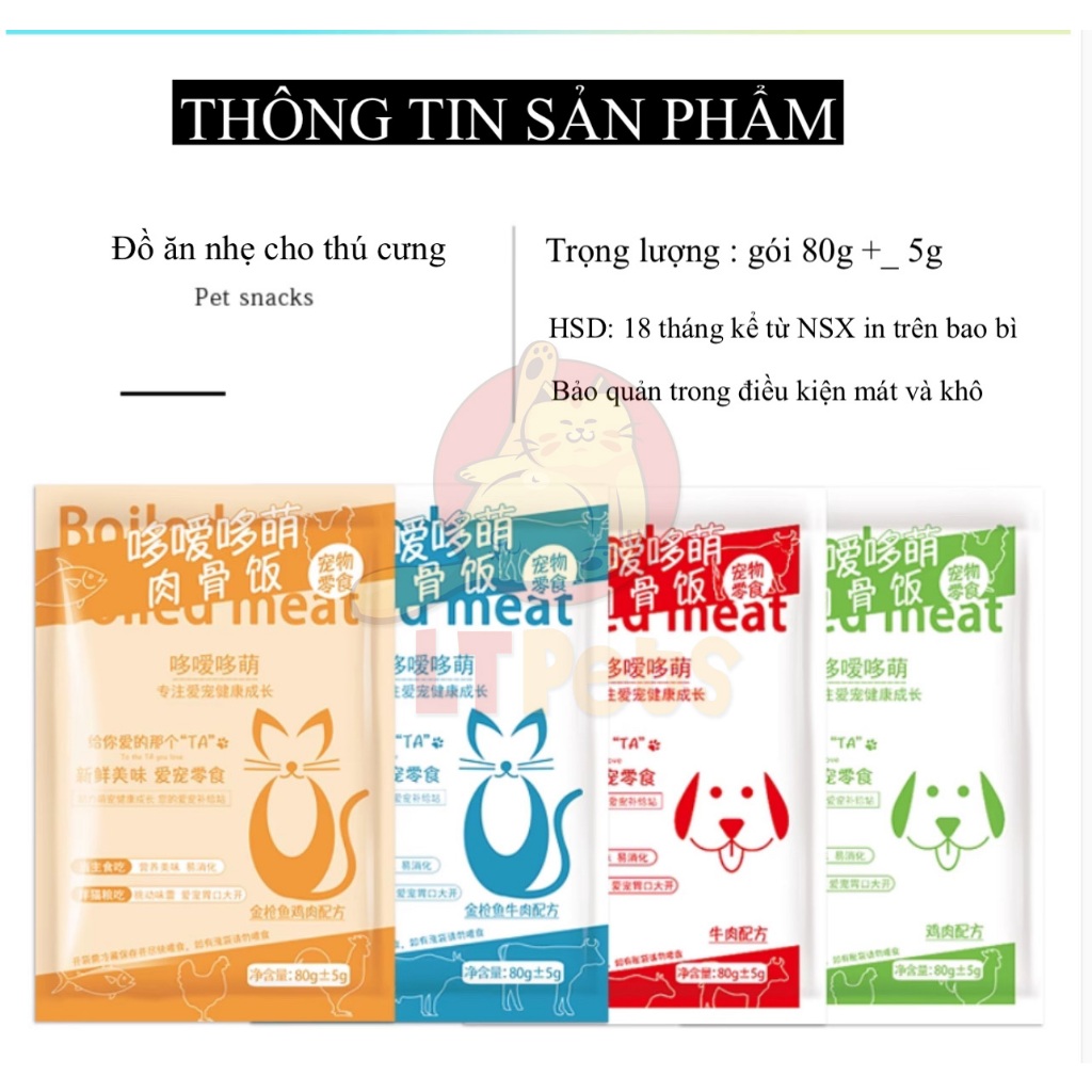 PATE,Thịt và gạo xay nhuyễn, thức ăn ướt Lucious cho CHÓ MÈO 80g