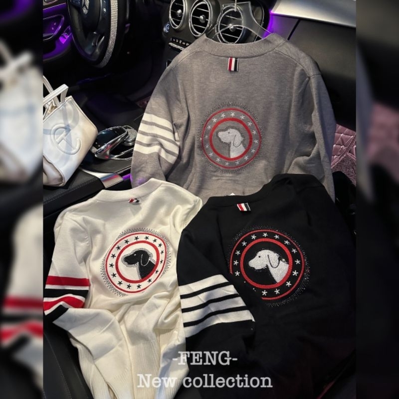 Áo cadigan len cún đá thêu hàng QCL1