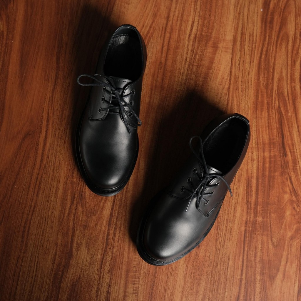Giày chunky derby da cột dây thời trang da lì chống nhăn đế chunky thời trang