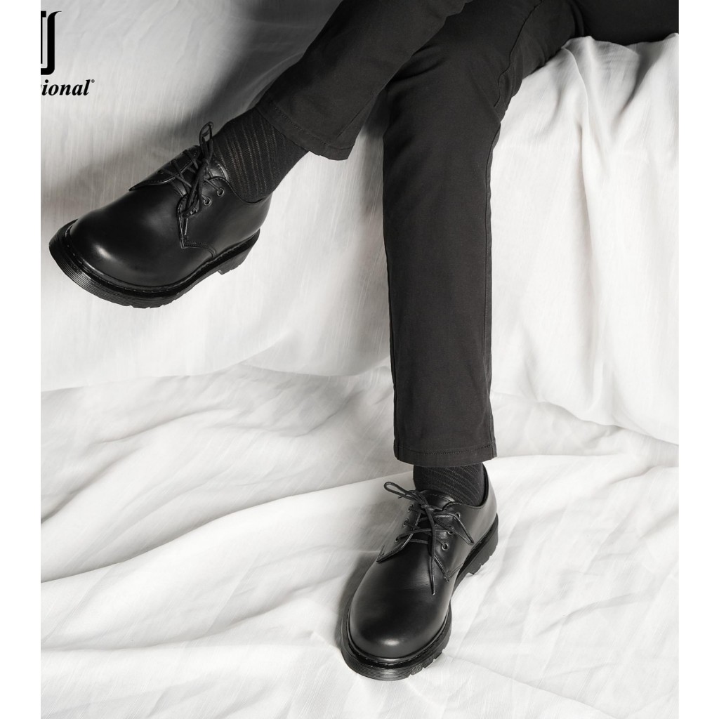 Giày chunky derby da cột dây thời trang da lì chống nhăn đế chunky thời trang