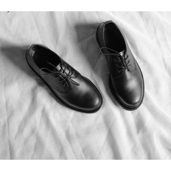 Giày chunky derby da cột dây thời trang da lì chống nhăn đế chunky thời trang
