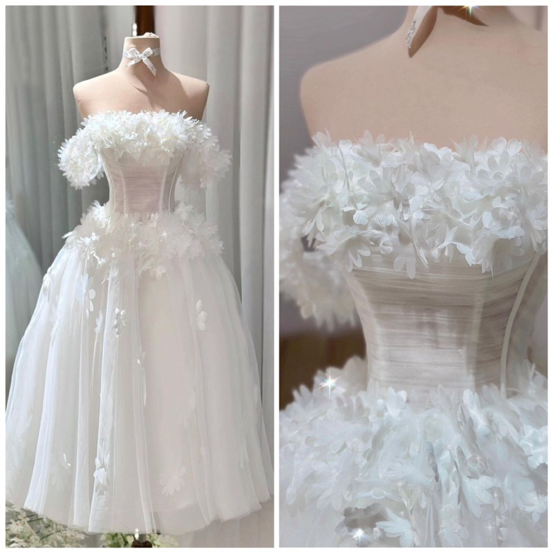 Đầm xoè dự tiệc TRIPBLE T DRESS bông hoa nổi sang trọng - size S/M/L - MS07Y