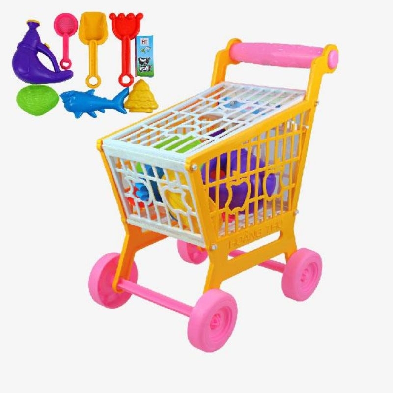 Xe đẩy siêu thị, có nhạc ,kèm nhiều chi tiết để bé chơi cát, ảnh thật