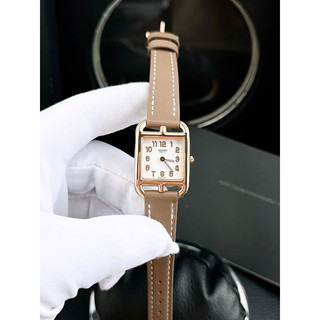 Đồng hồ Hermes nữ dây da nâu mặt vuông Hermes Heure H Super 26mm