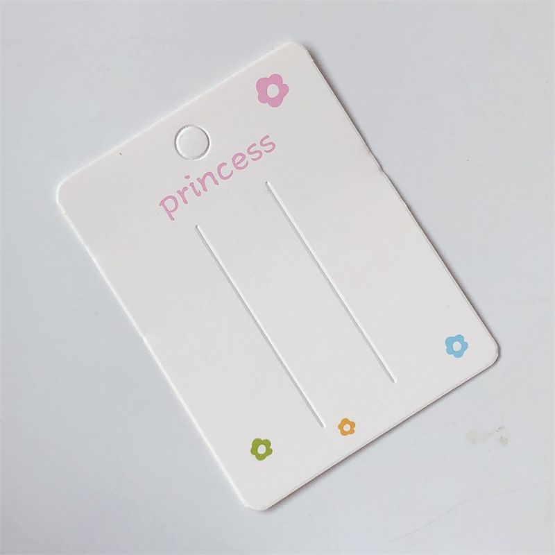 Set 50 thẻ giấy hình hoa princess trưng bày kẹp tóc màu trắng handmade