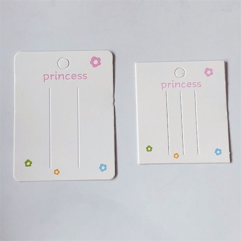 Set 50 thẻ giấy hình hoa princess trưng bày kẹp tóc màu trắng handmade