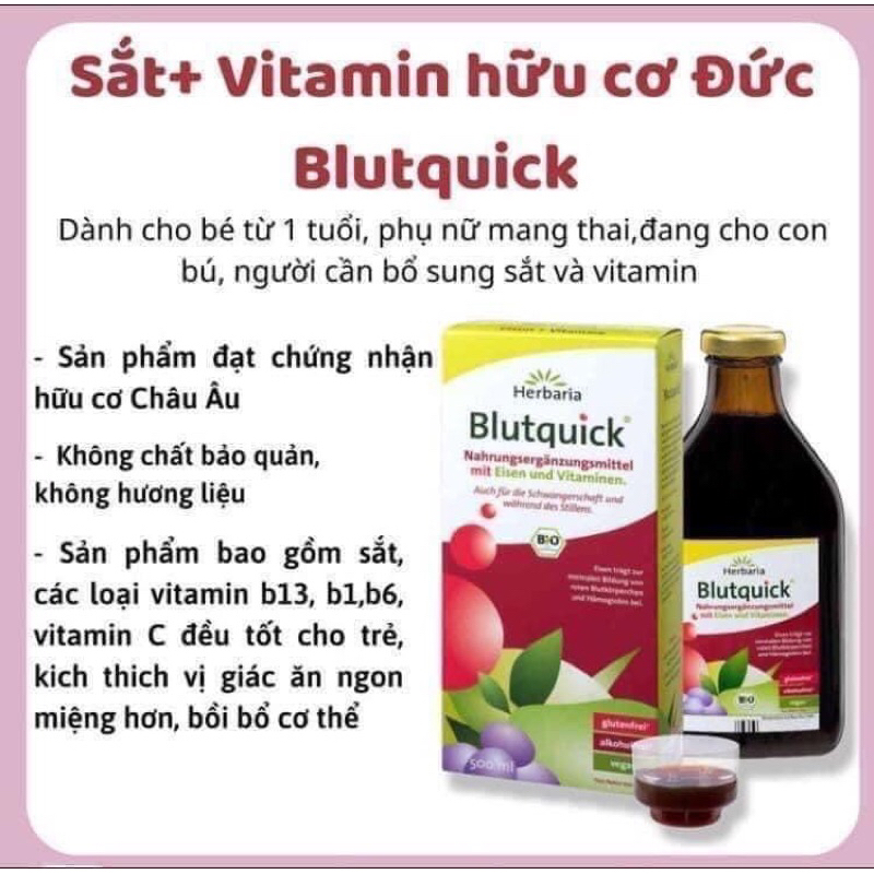 Herbaria Blutquick siro bổ sung sắt hữu cơ 500ml