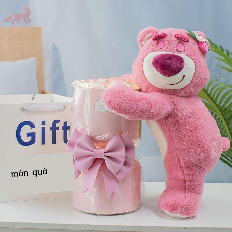 Bó hoa hồng sáng tạo hình gấu dâu tây cao 40cm