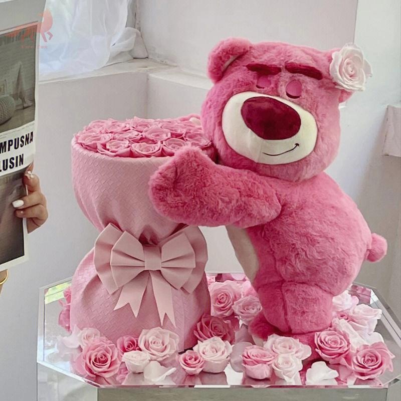 Bó hoa hồng sáng tạo hình gấu dâu tây cao 40cm