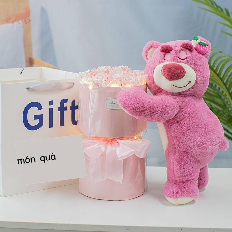 Bó hoa hồng sáng tạo hình gấu dâu tây cao 40cm