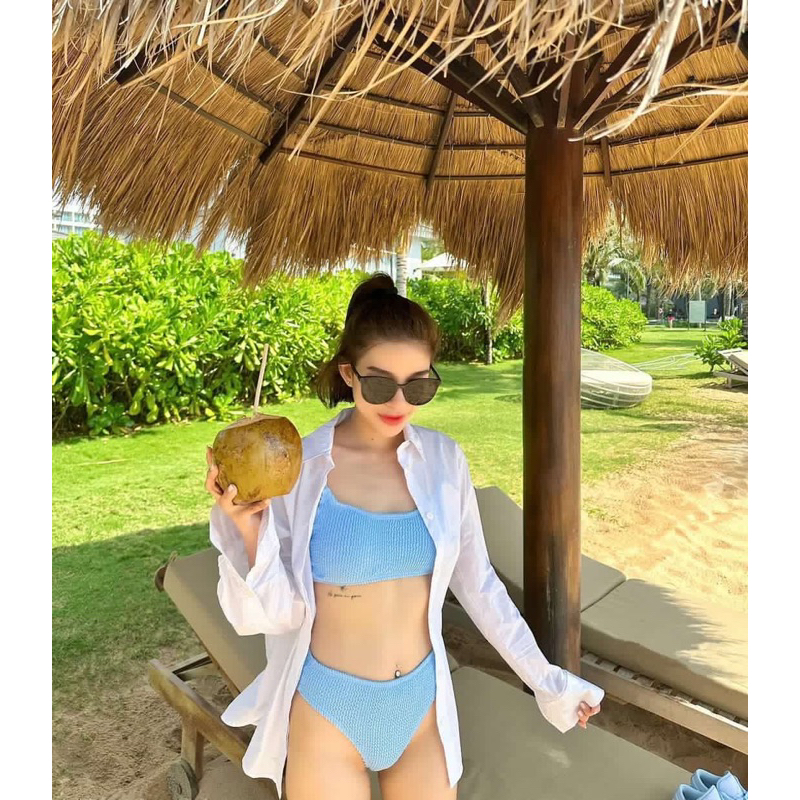 Bikini 2 mảnh che bụng dưới thun nhúng