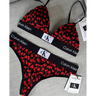 [BILL US] Áo bra CK Calvin Klein 1996 Cotton Stretch Unlined Triangle - Hazard Leopard