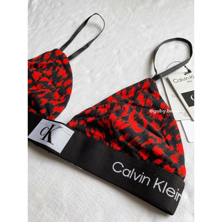 [BILL US] Áo bra CK Calvin Klein 1996 Cotton Stretch Unlined Triangle - Hazard Leopard