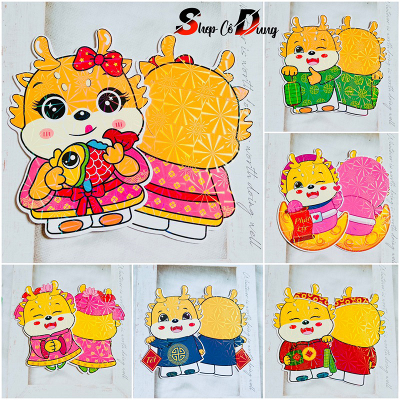 1 CÁI BAO LÌ XÌ CHIBI ngộc nghĩnh GIẤY BÓNG & LỤA DÀY, bao lì xì tết 2024