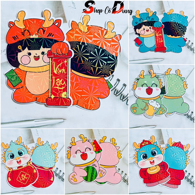 1 CÁI BAO LÌ XÌ CHIBI ngộc nghĩnh GIẤY BÓNG & LỤA DÀY, bao lì xì tết 2024