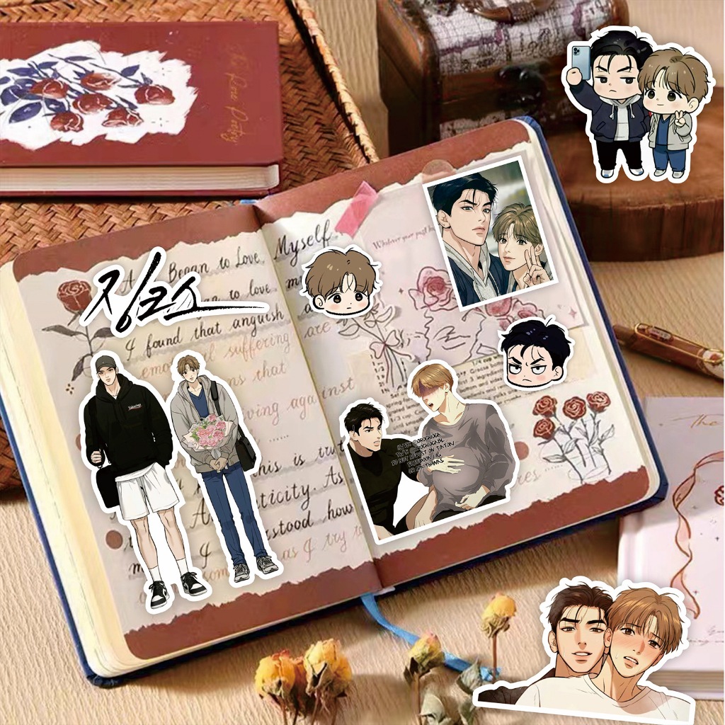 Set 65 stickers Korean BL Manwha Jinx Acrylic Stand Joo Jaekyung Kim Dan Secret Service Hình dán