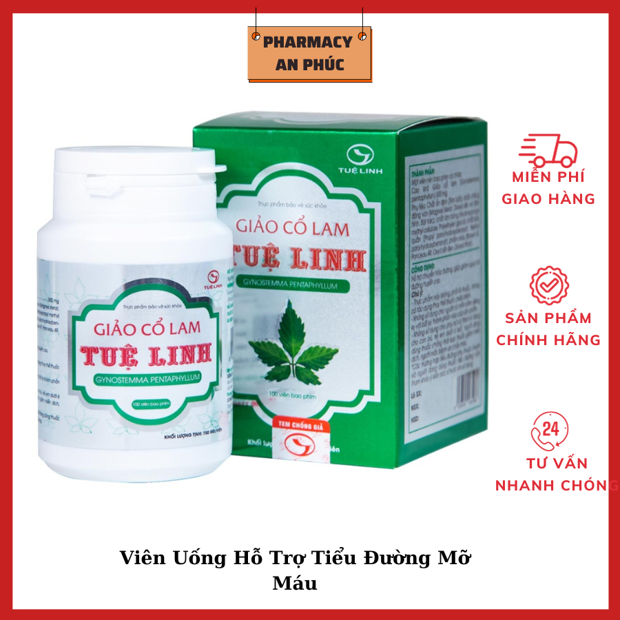 Giảo Cổ Lam Tuệ Linh - Hỗ trợ Phòng ngừa Tim Mạch,Tiểu Đường, Mỡ Máu Ngăn ngừa xơ vữa mạch máu, ổn định huyết áp Lọ 60v