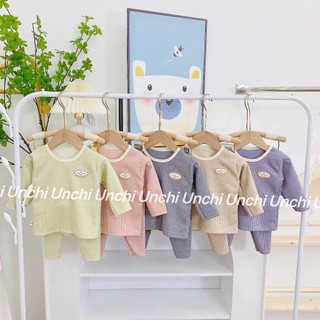 Bộ dài tay Unchi vải len tăm dày dặn size 5-15kg
