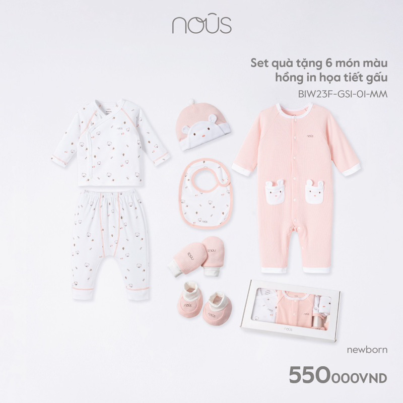 Sét quà tặng Nous bộ sơ sinh 6 món Nous petit cho bé 3-5kg - Nous Gift Set - Nous Newborn - Nous 2023