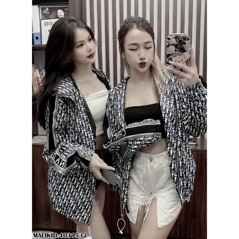 Áo khoác đì o in kín dây viền