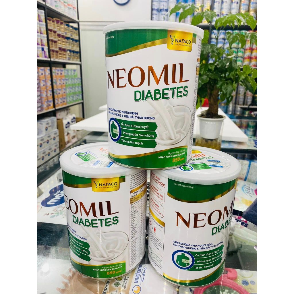 Sữa NEOMIL DIABETES dinh dưỡng chuyên biệt cho đái tháo đường type 1, type 2, người ăn kiêng hộp 850g