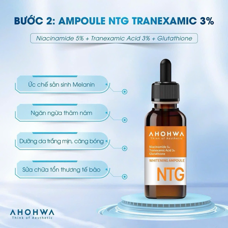 Ampoule NTG Serum Dưỡng Trắng Da , Mờ Thâm , Chống Lõa Hóa Ahohaw 30ml.