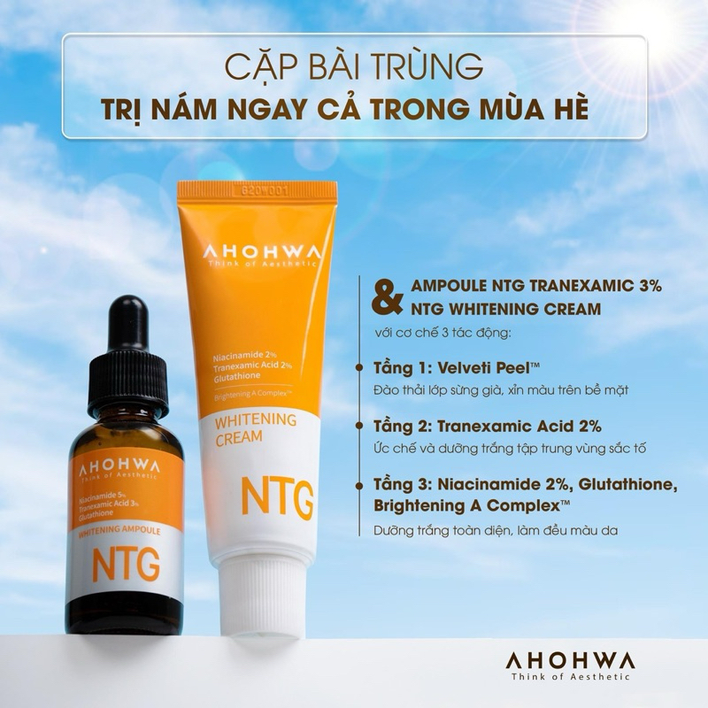 Ampoule NTG Serum Dưỡng Trắng Da , Mờ Thâm , Chống Lõa Hóa Ahohaw 30ml.