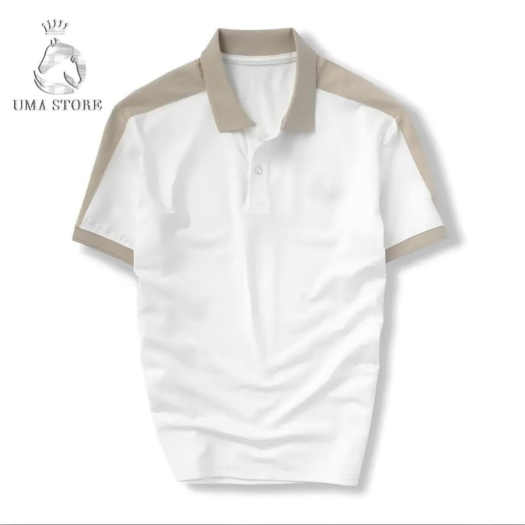 Áo Polo Nam UMA STORE Phối Cầu Vai, Chất Liệu Vải Poly Dệt Kim Thấm Mồ Hôi, Áo Thun Polo Nam Phối Màu Trẻ Trung  SPA03