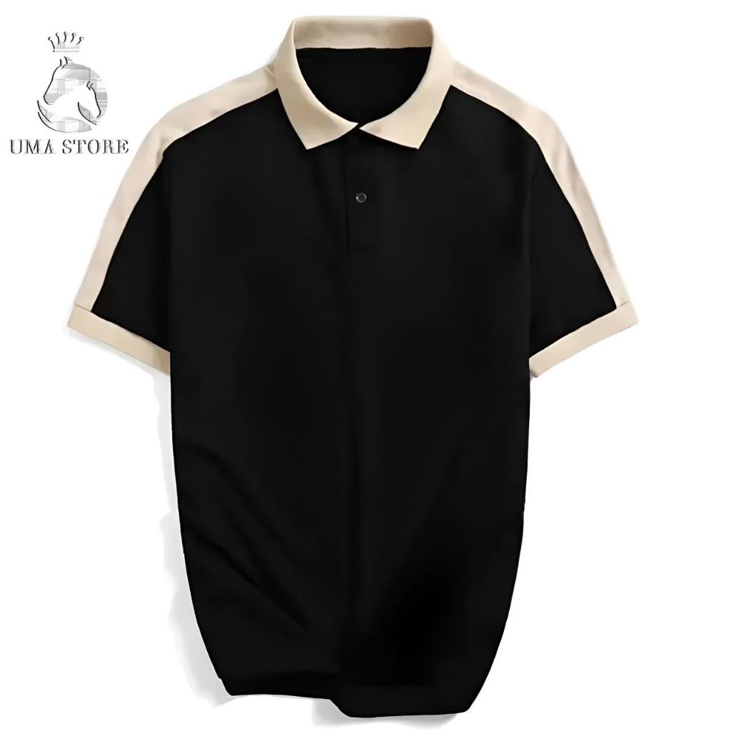 Áo Polo Nam UMA STORE Phối Cầu Vai, Chất Liệu Vải Poly Dệt Kim Thấm Mồ Hôi, Áo Thun Polo Nam Phối Màu Trẻ Trung  SPA03