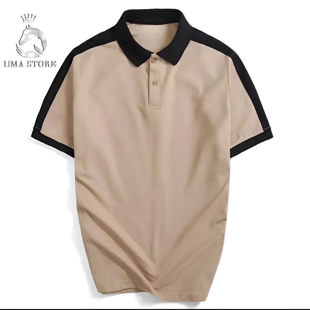Áo Polo Nam UMA STORE Phối Cầu Vai, Chất Liệu Vải Poly Dệt Kim Thấm Mồ Hôi, Áo Thun Polo Nam Phối Màu Trẻ Trung  SPA03