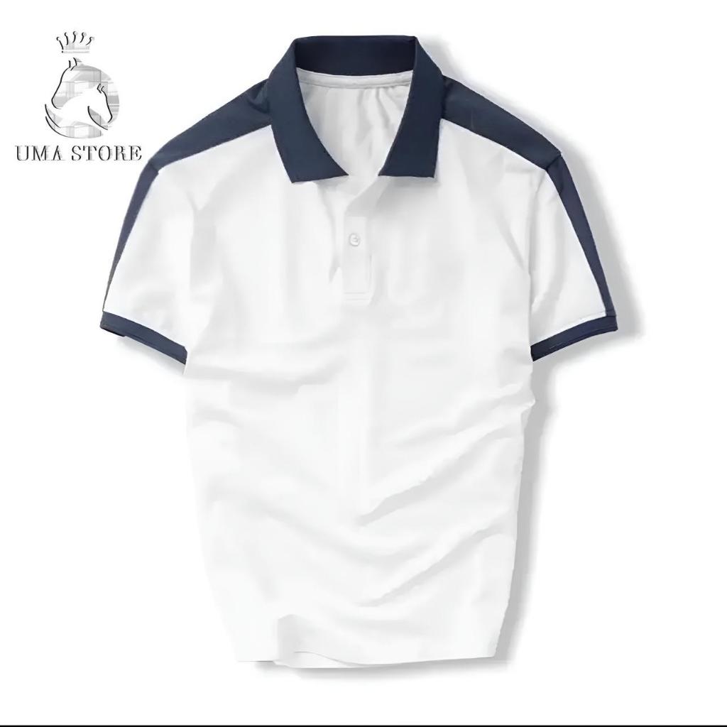 Áo Polo Nam UMA STORE Phối Cầu Vai, Chất Liệu Vải Poly Dệt Kim Thấm Mồ Hôi, Áo Thun Polo Nam Phối Màu Trẻ Trung  SPA03