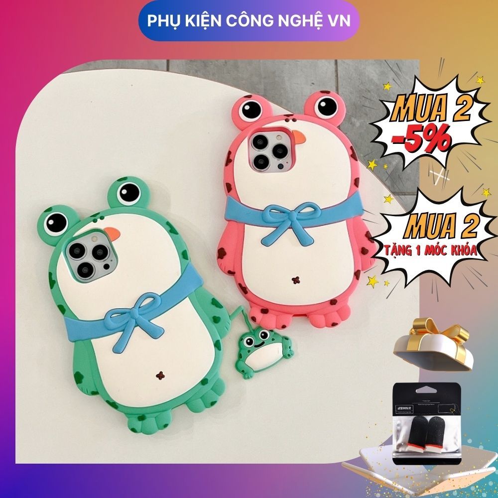 Ốp Điện Thoại Ếch Nơ Xanh Cầm Ếch Con Đáng Yêu Cho lp 7plus/8plus/x/xs/xsmax/11/12/13/14/pro/max