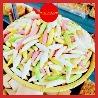 Bánh đuông sữa dừa Bến Tre, bánh con sùng, bánh men con sâu, bánh quê nhà làm giòn, thơm , túi zip 500g/1000g, HTC Foods