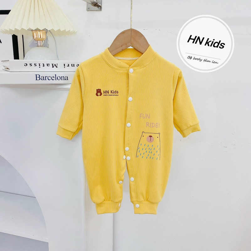 Body nỉ tăm cho bé sơ sinh, Bodysuit thu đông bé trai bé gái khuy giữa