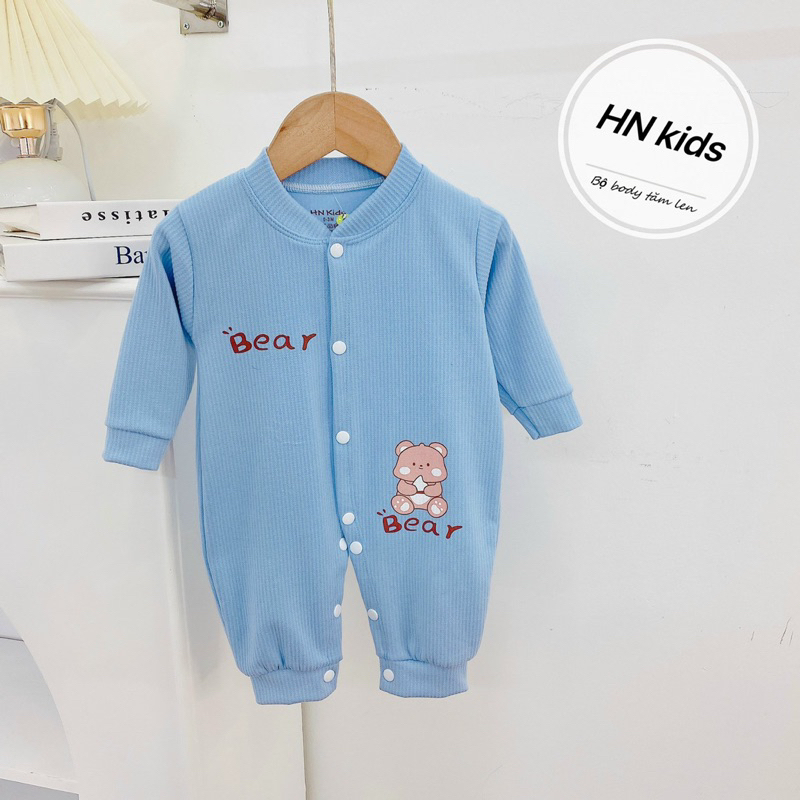 Body nỉ tăm cho bé sơ sinh, Bodysuit thu đông bé trai bé gái khuy giữa