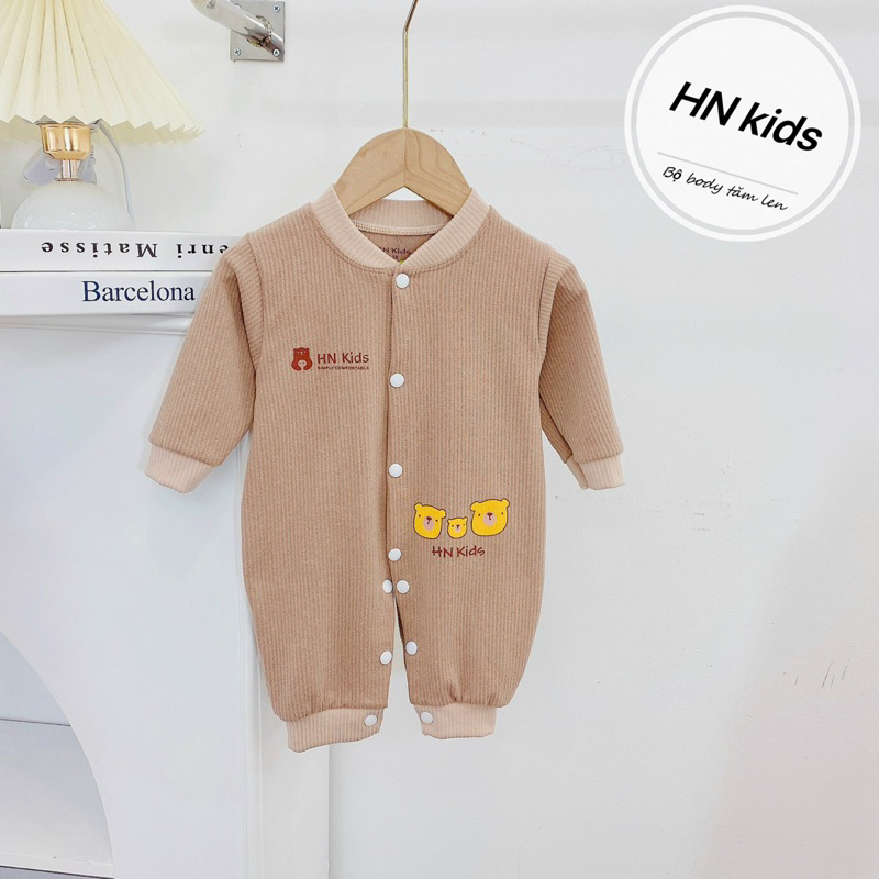 Body nỉ tăm cho bé sơ sinh, Bodysuit thu đông bé trai bé gái khuy giữa