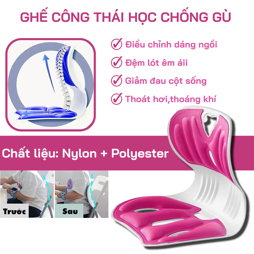 Ghế công thái học chống gù lưng, ghế văn phòng giúp ngồi thẳng lưng phù hợp trẻ em, sinh viên, văn phòng
